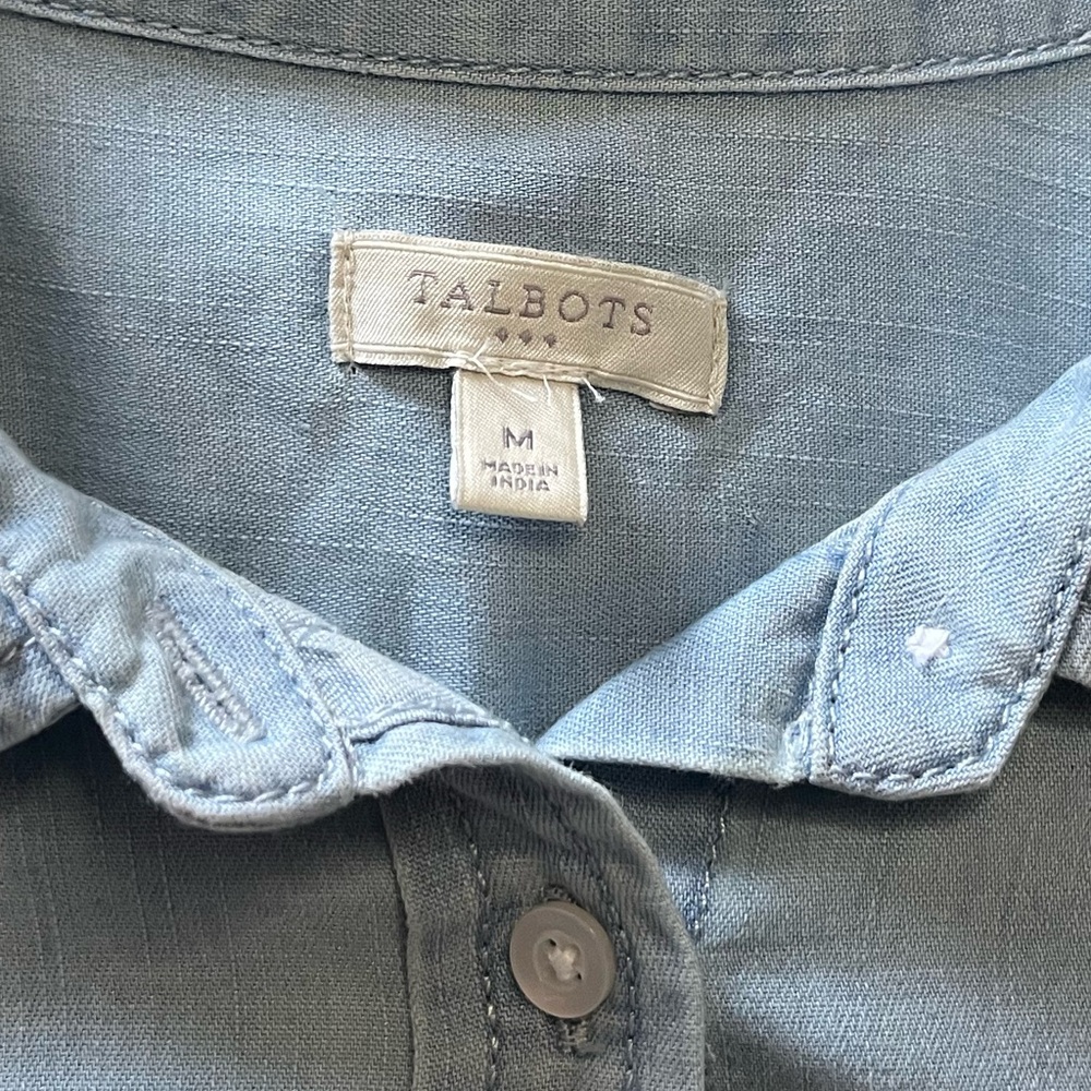 Talbots Light Wash Chambray Button-Down Shirt - Picture 5 of 5